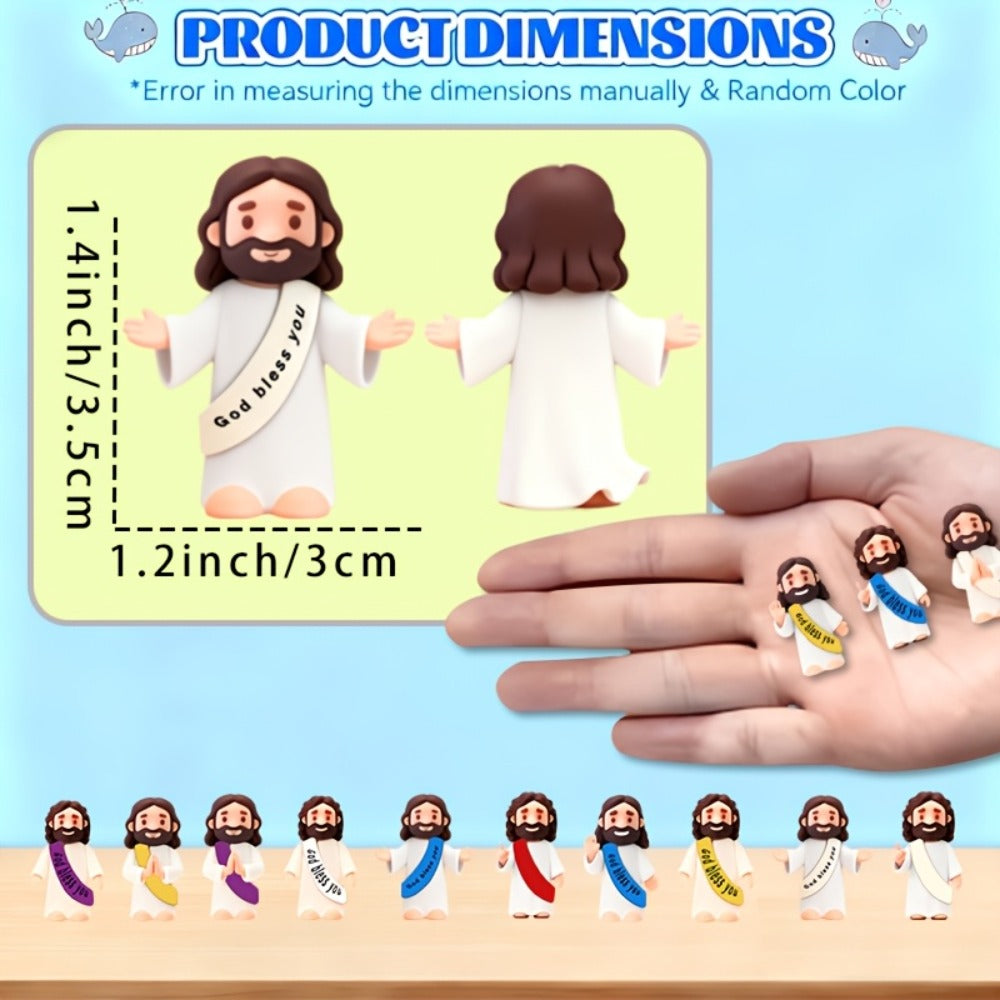 Bulk Mini Jesus Statue Set 50/100/150pcs – Religious Figurine Decorations 5 Assorted Colors, Vase Filler Home Decor Party Favors Christian