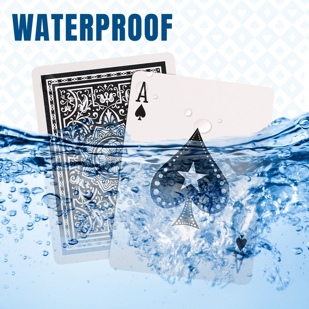 Waterproof Plastic Playing Cards – 2 Decks Poker Size Standard Index Cards with Cases, Washable Tear-Resistant PVC Game Cards for Poker