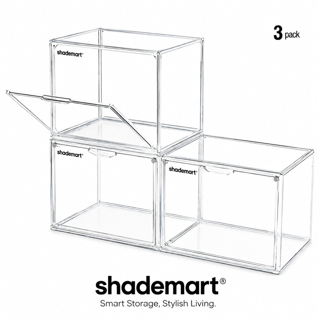 Clear Display Case Set of 3, Dustproof Transparent Storage Box Organizer for Collectibles, Car Models