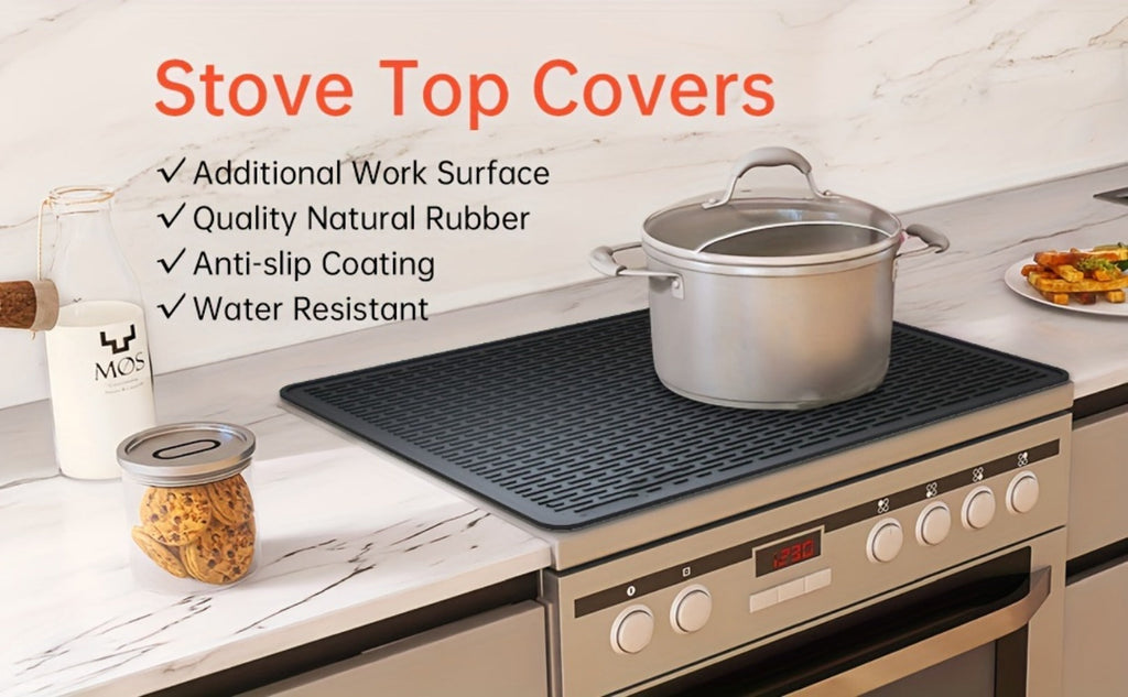 Silicone Stove Top Cover Mat 28"x20" – Heat Resistant Electric Stove Protector for Ceramic Glass Cooktop, Non-Slip Scratch Guard
