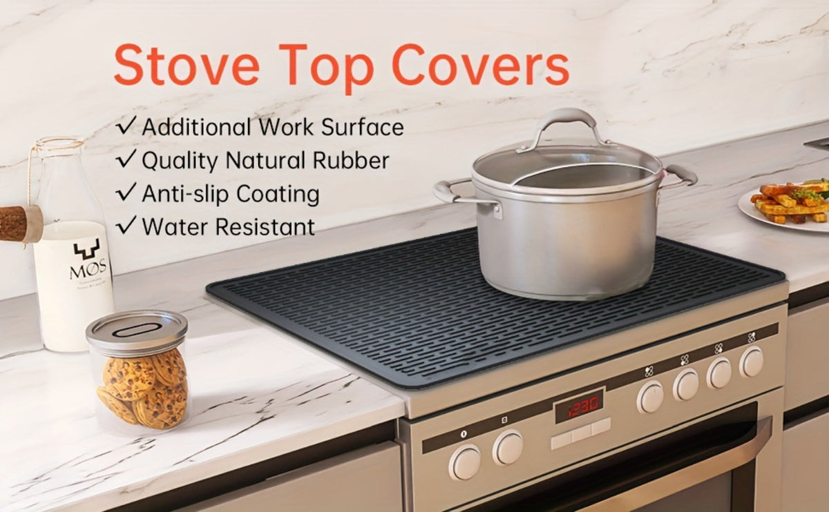 Silicone Stove Top Cover Mat 28"x20" – Heat Resistant Electric Stove Protector for Ceramic Glass Cooktop, Non-Slip Scratch Guard