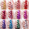 Gel Nail Polish Liner Set with 12 Mirror Chrome Colors and Built-In Thin Art Brushes for Detailed Nail Art