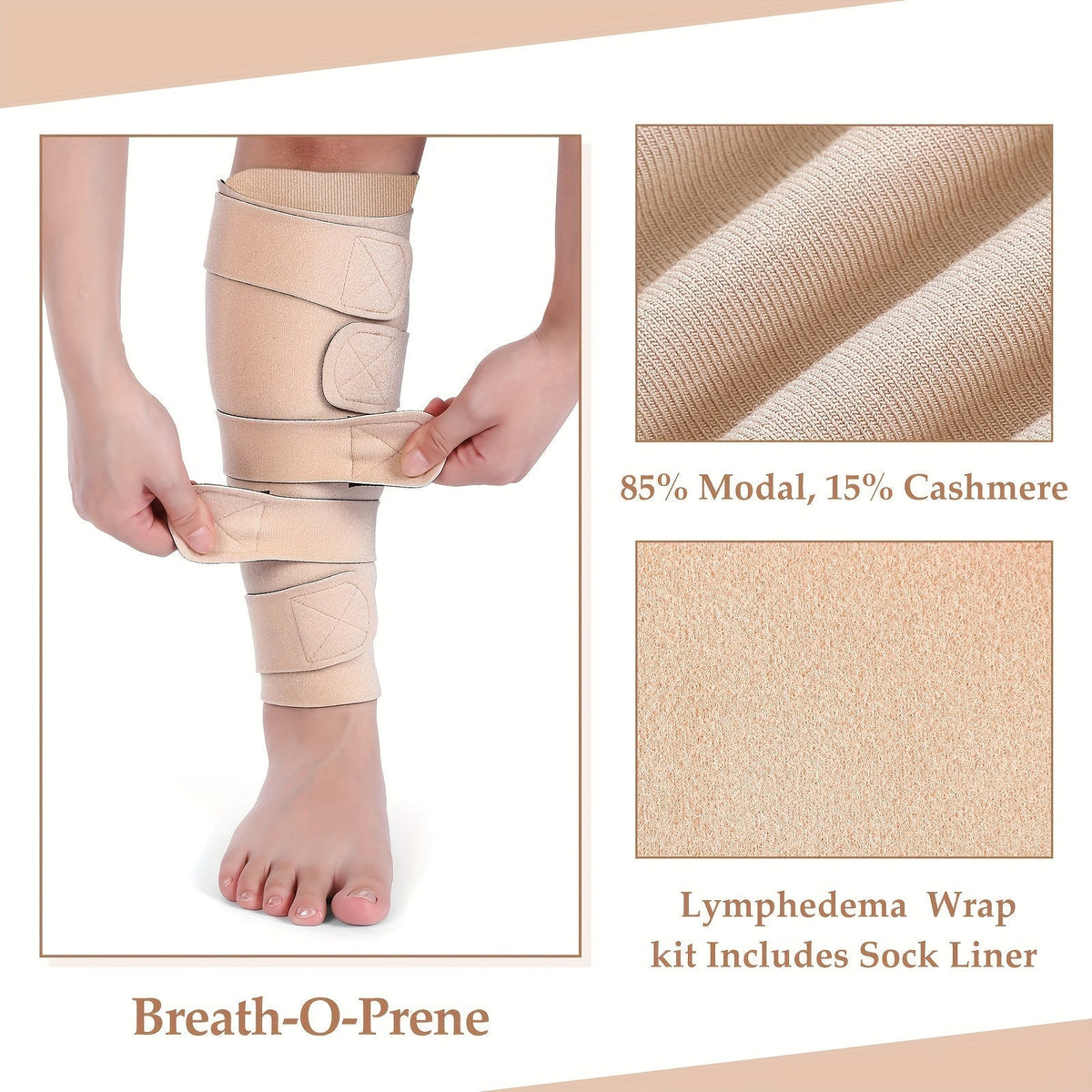 Compression Leg Wraps 3 Pairs – Adjustable Lower Leg Wrap for Lymphedema, Shin Splints & Calf Support, Breathable Non-Slip Compression
