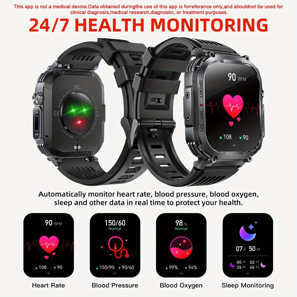 Smart Watch 2.02-Inch Rugged TFT Display with 500mAh Battery, LED Flashlight and Wireless Calling