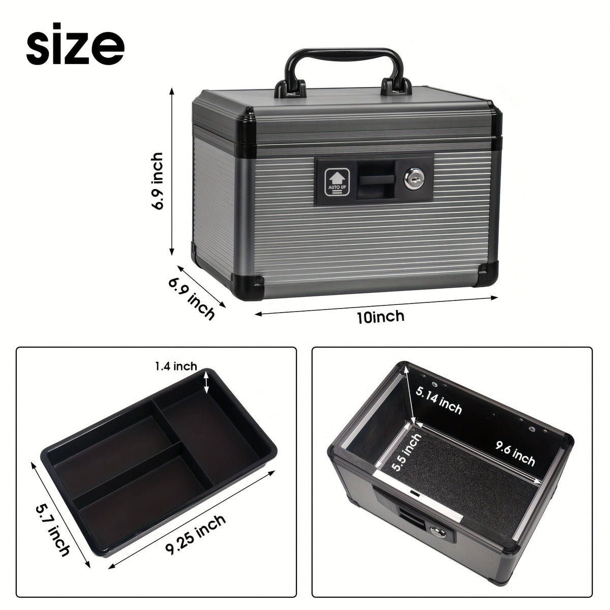 Aluminum Alloy Lockable Medicine Box – Double Layer Large Capacity Storage Box with Key Lock, Handle & Tray for Medicines