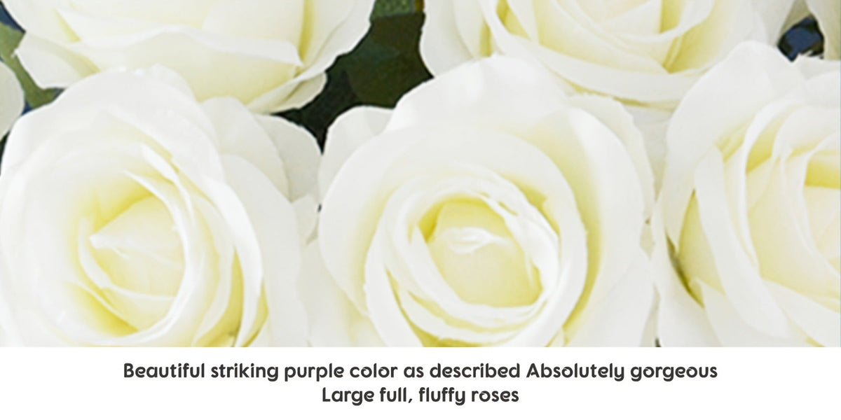 Artificial Flowers 10-Piece Silk Rose Set with 19.69-Inch Bendable Stems in Deep Purple or Dark Green