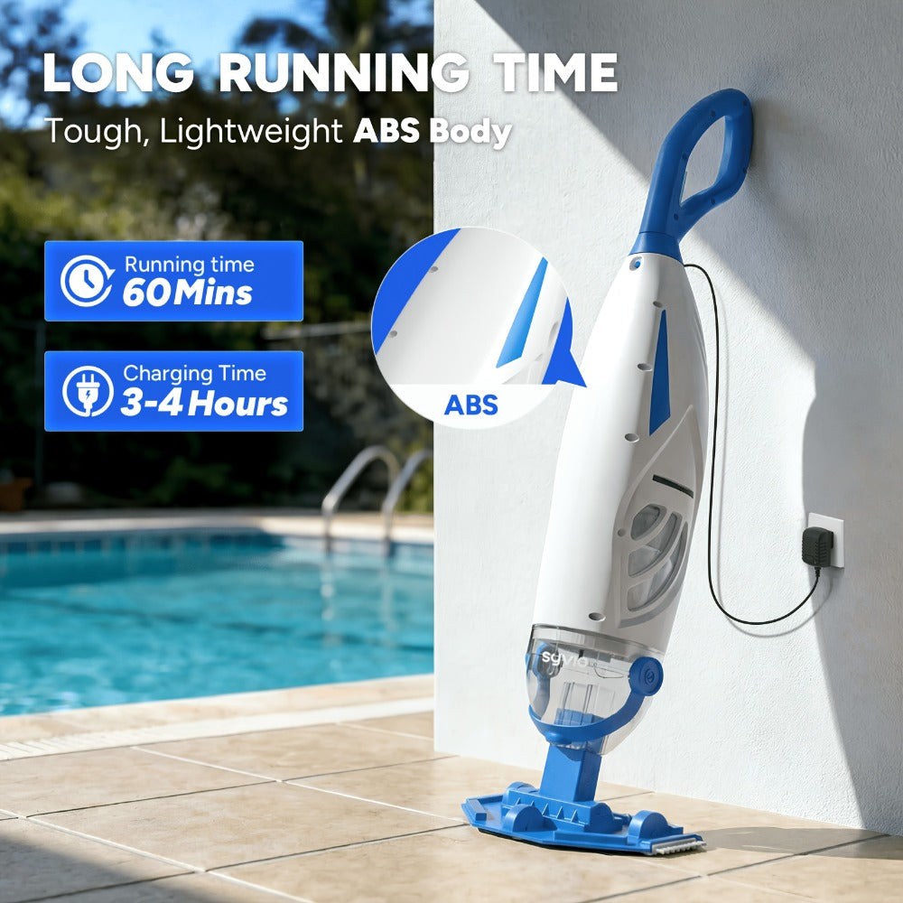 Cordless Pool Vacuum Cleaner with Telescopic Pole, 15.8 GPM Powerful Suction, 60-Min Runtime