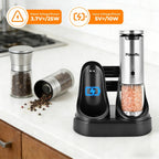 Electric Pepper Grinder Set of 2, Rechargeable with Charging Base, 6 Adjustable Coarseness Settings