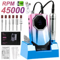 Electric Nail Drill 45000 RPM USB Rechargeable Kit with LCD, Forward Reverse and Three Finishes