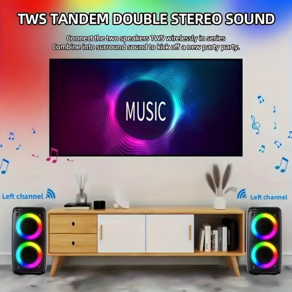 Wireless Bluetooth Speaker with Color LED Lights, MOKiN KTS-1265 Portable Party Speaker, Bass Boost