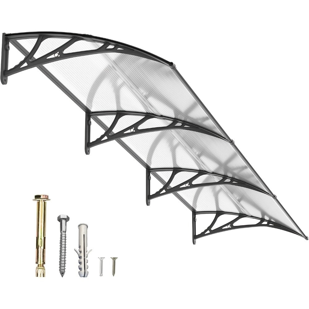 Window Awning Door Canopy Polycarbonate Overhang, UPF 50+ UV & Rain Protection, Leak-Proof Hollow Sheet