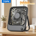 USB Desk Fan Battery Operated, 2000mAh & 5000mAh Rechargeable Mini Personal Fan, 4-Speed Adjustable