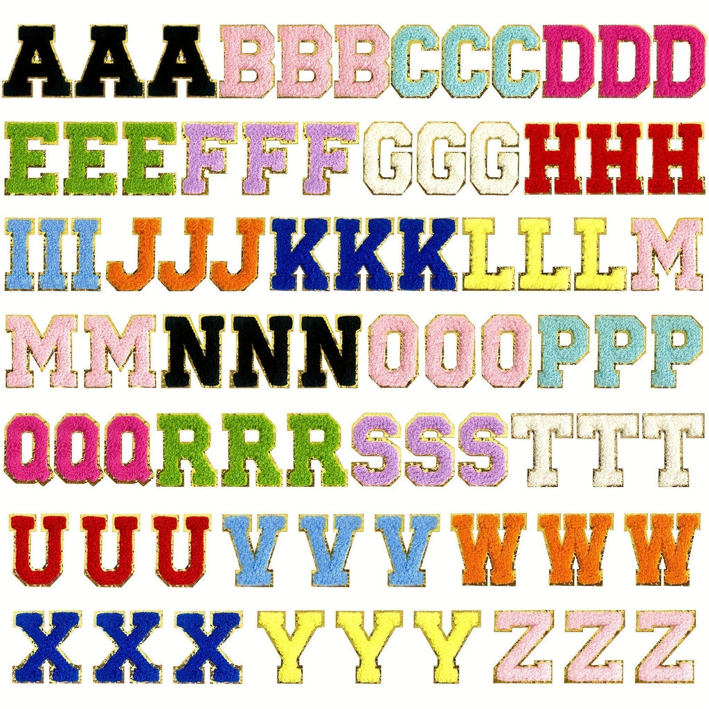 Chenille Patch – Chenille Letter Patches A-Z Set of 78 – Self-Adhesive Alphabet Iron-On Patches for Hats
