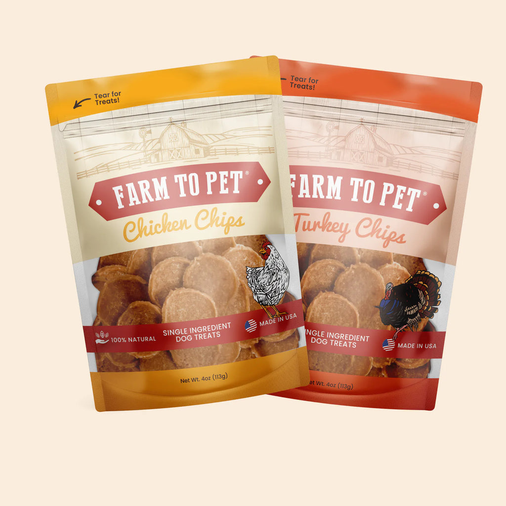 Chicken and Turkey Chip Dog Treat Duo, Standard 4oz Bundle