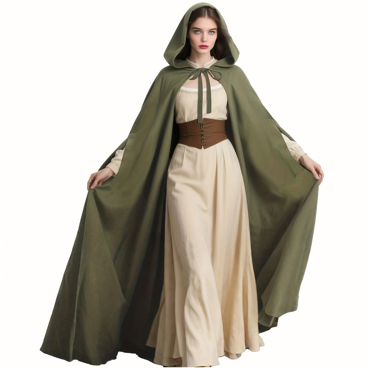 Cloaks & Capes – Hooded Cloak for Women – Medieval Renaissance Witch Cape Full Length Gothic Costume