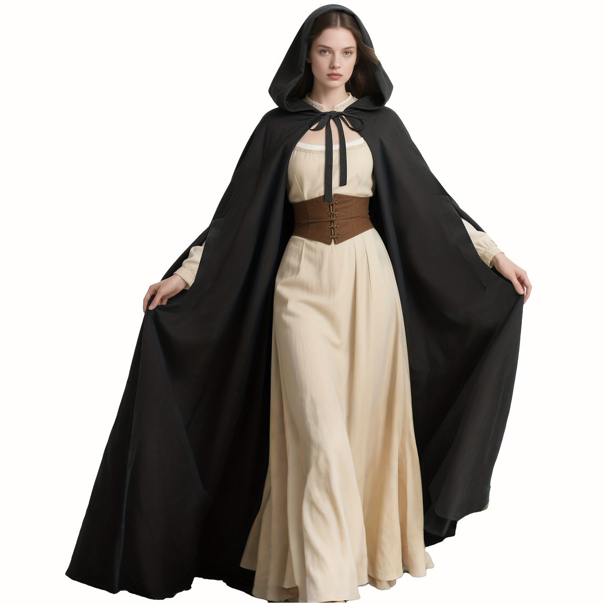 Cloaks & Capes – Hooded Cloak for Women – Medieval Renaissance Witch Cape Full Length Gothic Costume