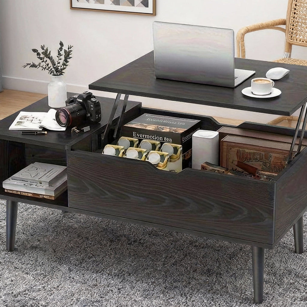 Coffee Table with Hidden Storage for Work, Display, and Everyday Use