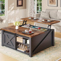 Coffee Table with Gas-Strut Lift Top, Hidden Compartment, Four Adjustable-Shelf Cubbies and Six Finish Options