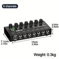 Compact 4/6/8-Channel Stereo Audio Mixer with USB-C Power and Level Controls