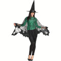Spider Web Bat Shawl Cape in Black, 150 x 150cm One-Size Costume Wrap for Halloween Dress-Up