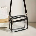 Women's Clear PVC Box Crossbody Bag with Reinforced Trim, Zip Top and Adjustable Strap for Events