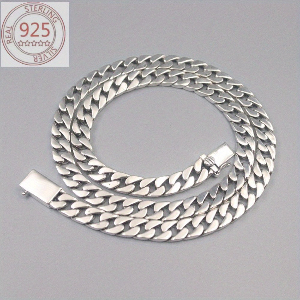 10mm Cuban Link Chain Necklace in 925 Sterling Silver with Four Length Options for Men's Everyday Styling