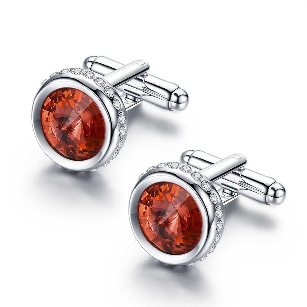 Cufflinks - for Men Sparkling Crystal French Cuff Links Elegant Formal Dress Shirt - product detail view 7