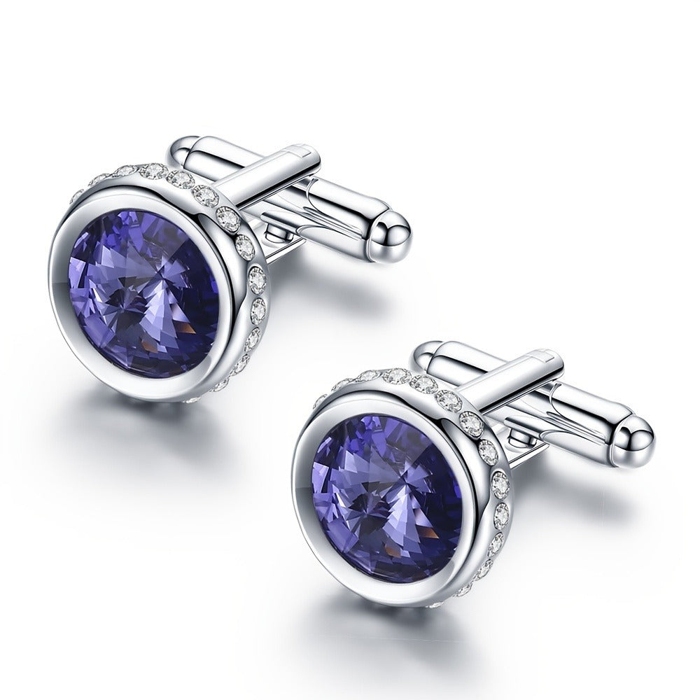 Cufflinks - for Men Sparkling Crystal French Cuff Links Elegant Formal Dress Shirt - product detail view 9