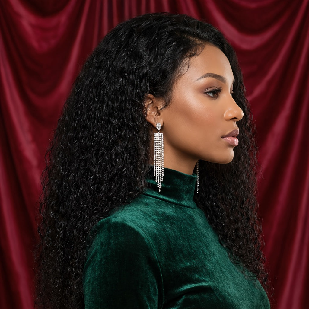 Wig Deep-Wave Afro Curl Style, 24-Inch Glueless Design in Black, Golden or Light Brown Color Options