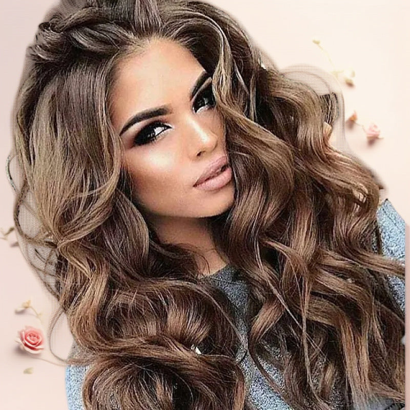 Synthetic Wig 12-Inch GY639 Natural Brown Big Waves with No Bangs and Adjustable Cap for Daily Styling