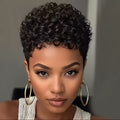 Synthetic Wig 10-Inch Black Short Curls with Fiber and Thickened Button Mesh Cap with Item-Specific Color, Length, Texture and Cap Choices