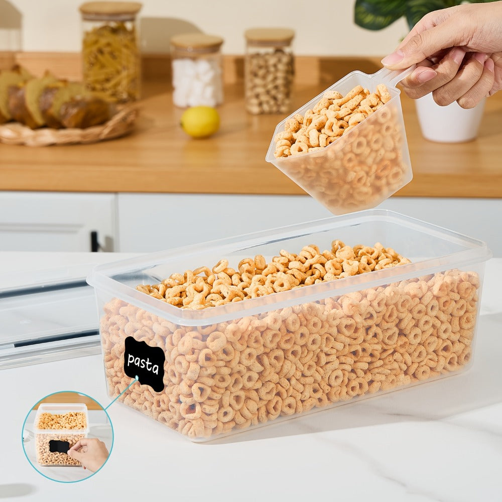 Food Storage Containers Four-Pack 108 oz PP Pantry Set with Gull-Wing Locks and Black Lids