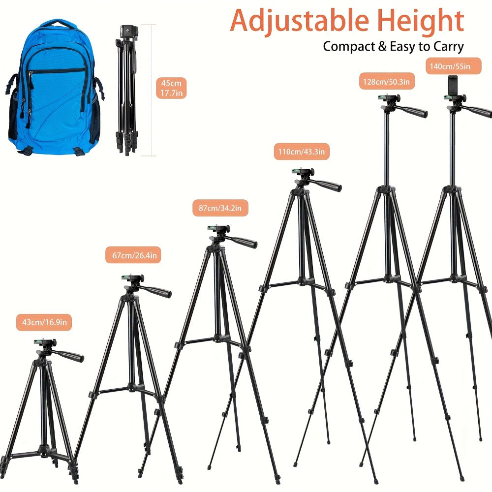 55 Inch Aluminum Tripod with Pistol Grip Head | Dual-Use Phone & Camera Travel Stand for iPhone Android DSLR Mirrorless Action Cam