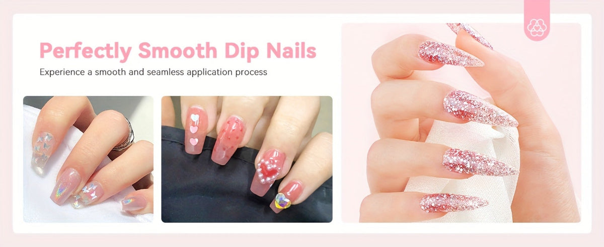 Dip Powder Nail Kit with SAVILAND Label, 60g Clear Powder, Three 15ml Liquids, Files, Buffer and Brush