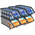 Soda Can Rack Kitchen Organizer 6-Piece Black Iron Stackable Set for Refrigerator, Pantry or Cabinet