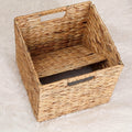 Water Hyacinth Storage Baskets 11in – Handwoven Stackable Cube Baskets for Shelves Closet Laundry, Natural Wicker Organizer Bins