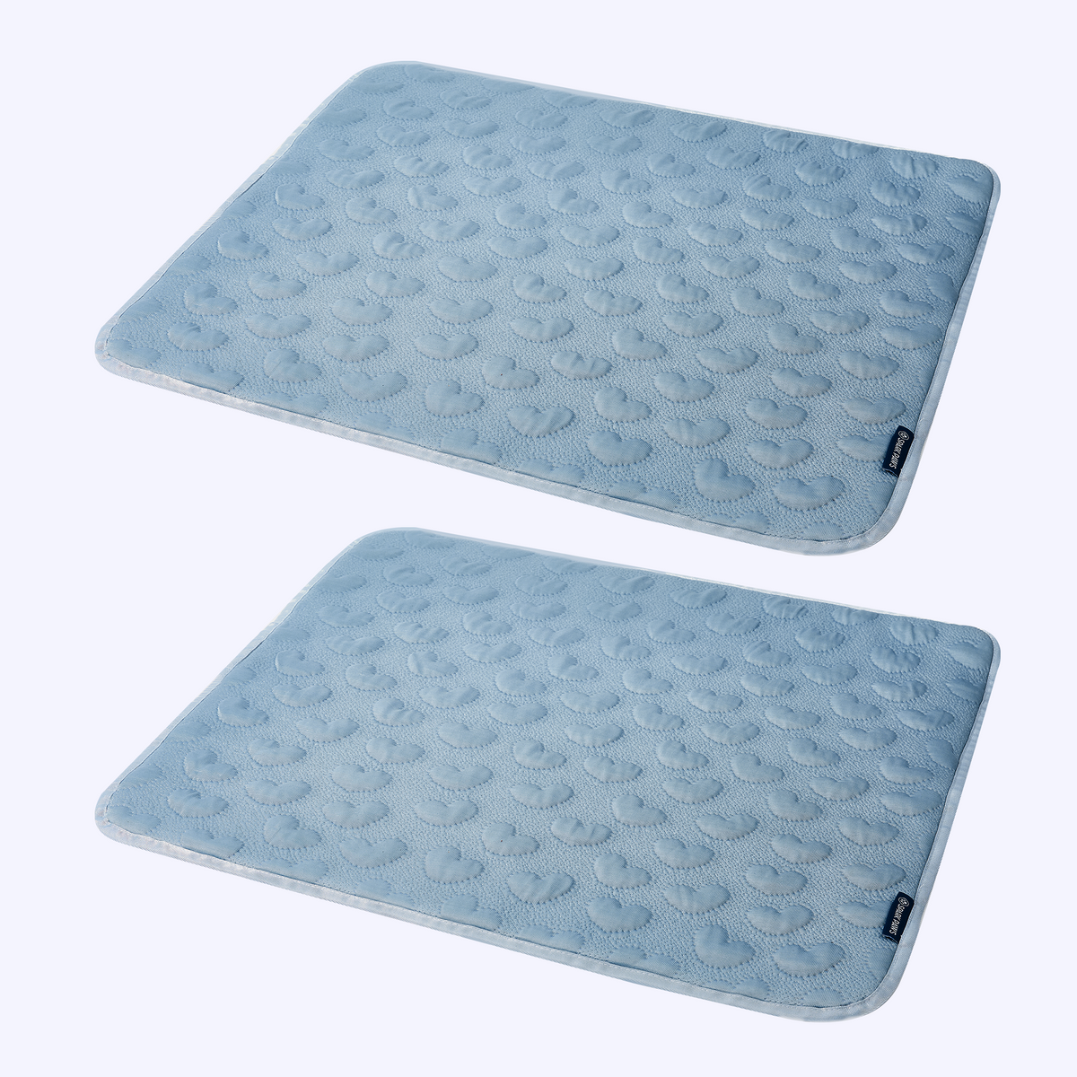 Two-Pack Cooling Dog Mats Hearts Ash Blue / S