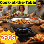 Stainless Steel Wok Set 2pcs 10in + 11in, Non-Stick Frying Pan with Stainless Steel Handle, Cookware for Home Kitchen & Outdoor Cooking