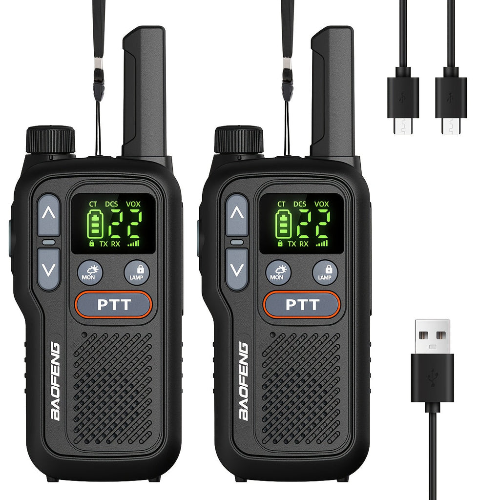 Long Range Walkie Talkies for Adults, BAOFENG 22 FRS Channels LCD Display VOX Hands-Free, USB-C Rechargeable Li-ion Battery, 2-3 Mile Range
