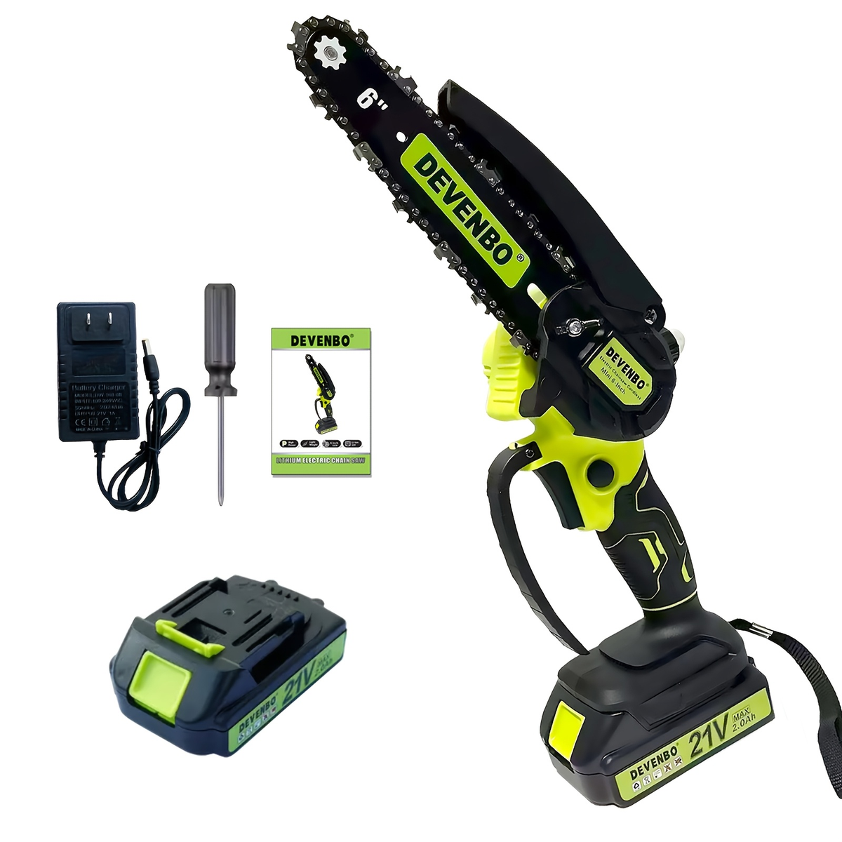 Cordless Mini Chainsaw 6-Inch, Handheld Pruning Saw with Rechargeable Battery, Adjustable Chain Tension