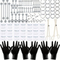 Professional Piercing Kit 120pcs, Complete Body Piercing Set with Stainless Steel Needles, Clamps