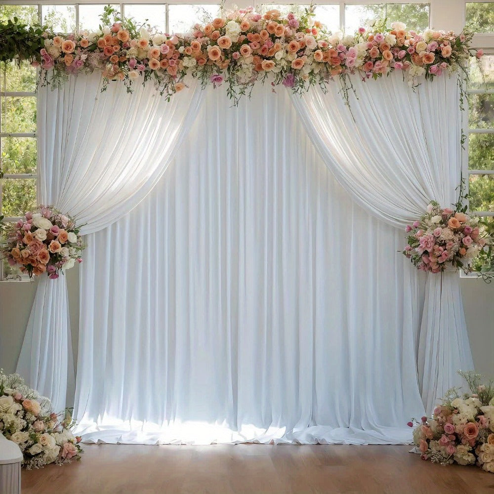 White Black Duo Backdrop Curtains 2 Pack 5x10Ft Wrinkle-Resistant Photo Background Fabric for Wedding, Birthday, Christmas