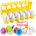 Color & Shape Matching Eggs Toy for Toddlers, Montessori Sorter Puzzle Set, Sensory Early Learning Fine Motor Skills Toy