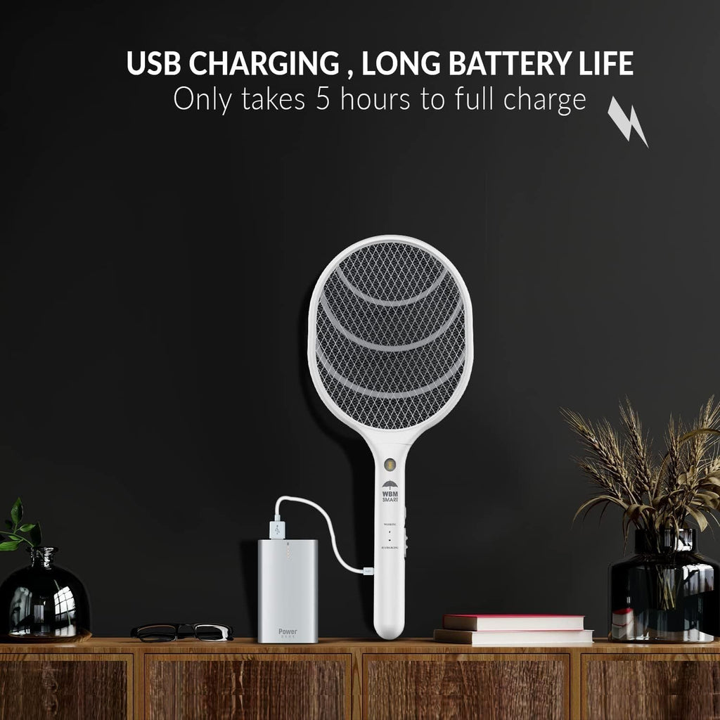 Electric Fly Swatter Racket Rechargeable 2-Pack, 3000V Bug Zapper with LED Light, USB Charging