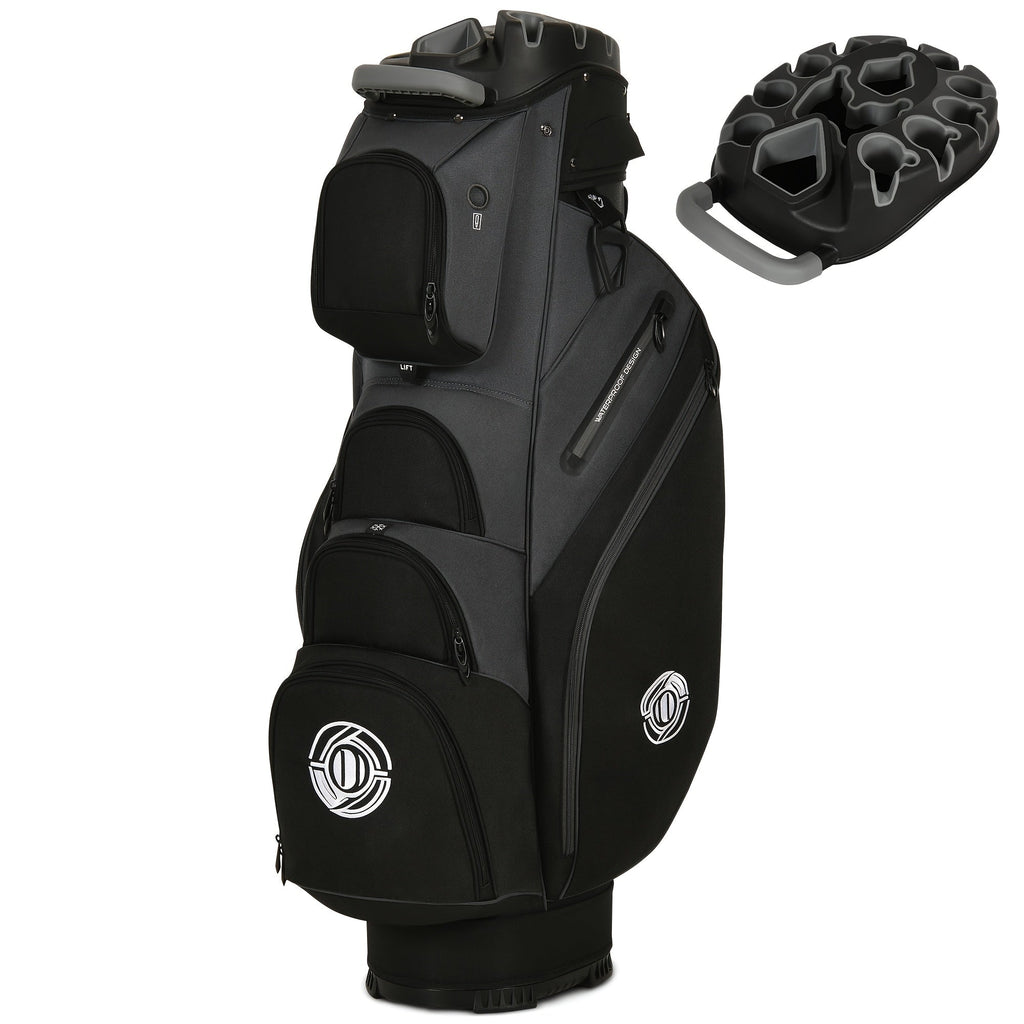 Golf Cart Bag 14-Way Full Length Dividers Protect Clubs 8 Zippered Pockets Cooler Pocket Valuables Pocket Ergonomic Shoulder Straps Rain