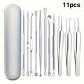 Blackhead Remover Tool Kit 11PCS Stainless Steel Pimple Popper Extractor - Professional for Bath Time, Home Spa and Personal Care