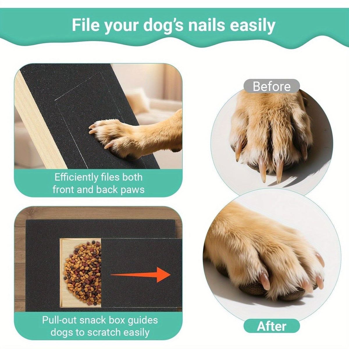 Dog Nail Scratch Board with Foldable Adjustable Stand, Replaceable Sandpaper and Bracket or Flat Options