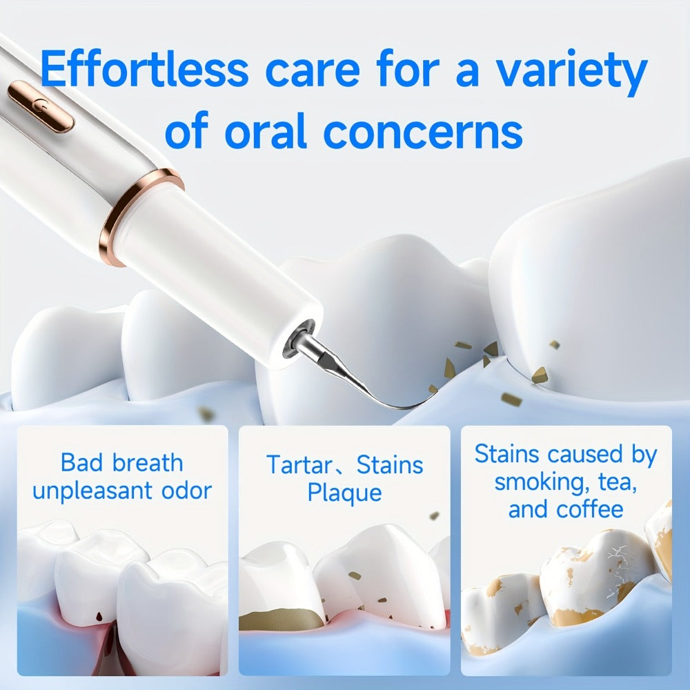 Electric Tooth Cleaner Tartar Remover Rechargeable – 5 Speed Modes, LED Light, USB Charging, 2 Replaceable Brush Heads