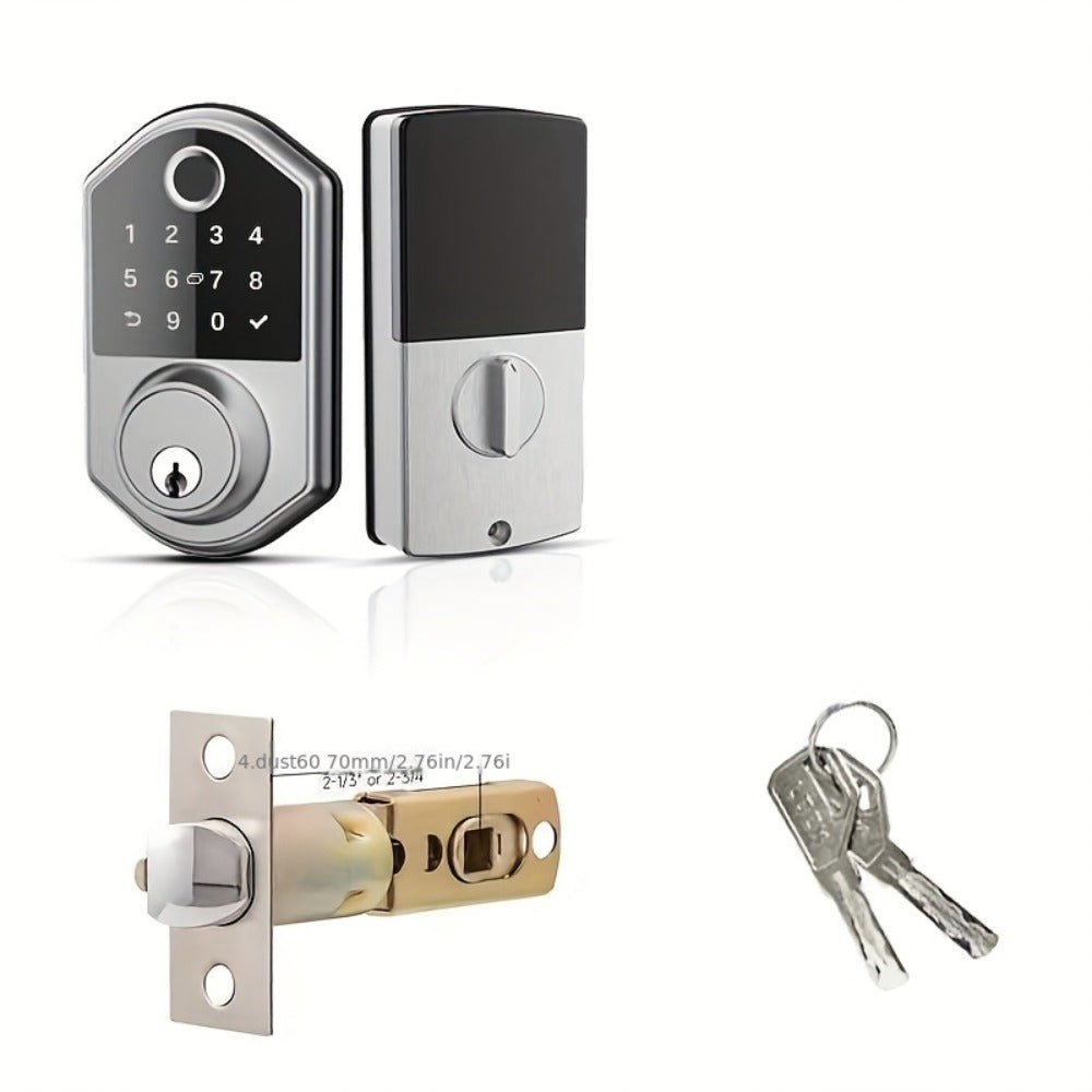 Smart Door Lock Deadbolt with Fingerprint PIN Key and Card or Cardless Black Silver Configurations