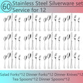 20- or 60-Piece Flatware Set in Silver, Gold or Rainbow Finish with Five-Piece Place Settings